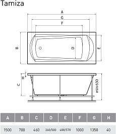 Relisan Акриловая ванна Tamiza 150x70 – фотография-6
